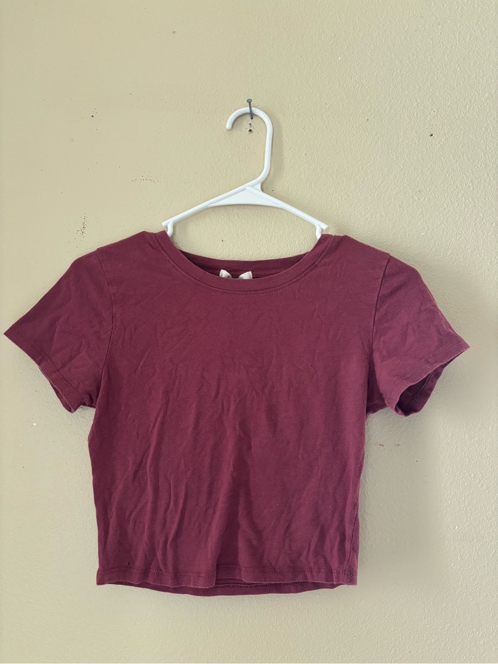 Bozzolo Short Sleeve Crop Top - Burgundy Wine